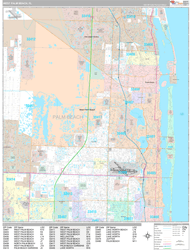 West Palm Beach Wall Map Premium Style 2024